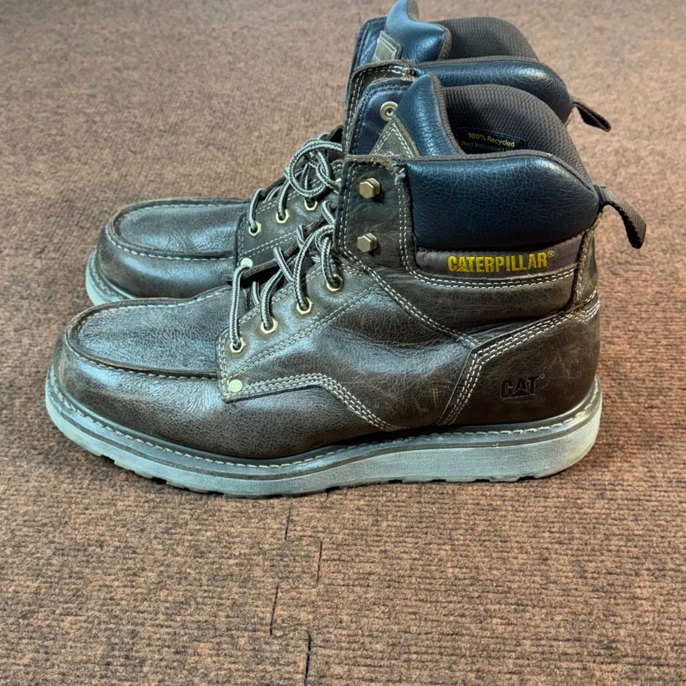 A- Caterpillar Excavator Superlite Mens Work Boots Brown Leather 12 P51074 EH SR